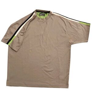 Point Zero Manufacturing Gray Short Sleeve Shirt L Green Mesh y2K